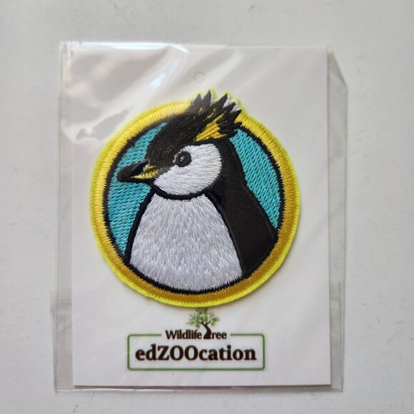 Rockhopper Penguin Embroidered Iron-On Patch Wildlife Tree EdZOOcation 2.5 In - Picture 1 of 3